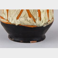 Livia Gorka Hungarian Retro Art Pottery Black and Orange Vase