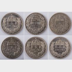 Six Pieces of 1930 HUNGARY Horthy 5 Pengo Silver Coins