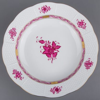 Herend Chinese Bouquet Raspberry Rim Pasta or Soup Plate, New #503/AP