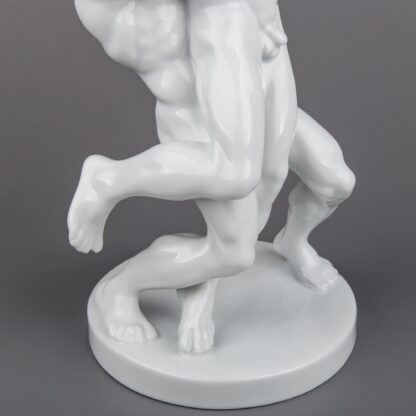 Herend Large Art Deco Nude Olympic Wrestlers Statue, New #5788