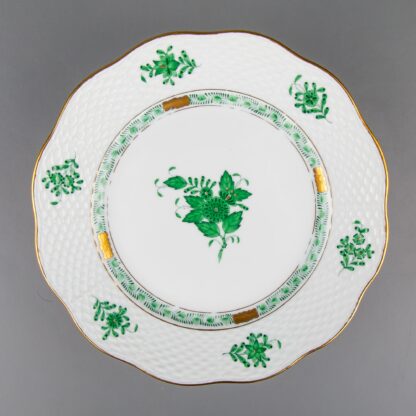 Set of Six Herend Chinese Bouquet Green Dessert Plates #519/AV