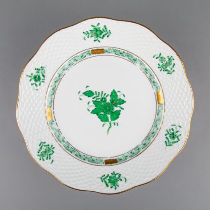 Set of Six Herend Chinese Bouquet Green Dessert Plates #519/AV