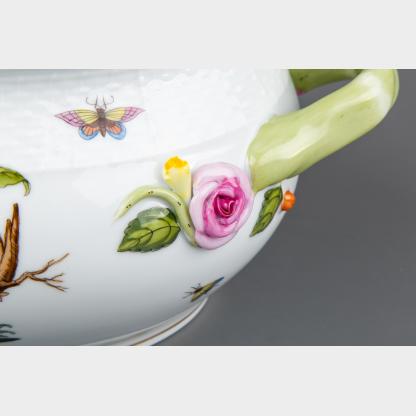 Herend Rothschild Bird Oval Soup Tureen with Lemon Knob #8/RO