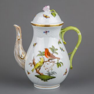 Herend Rothschild Bird XL Teapot with Pink Rose Lid and Leaf Handle #1611/RO