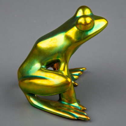 Zsolnay Pecs Hungarian Green Eosin Pattern Small Frog Figurine