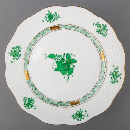 Set of Six Herend Chinese Bouquet Green Dessert Plates #517/AV