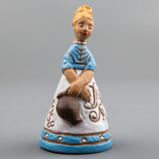 Margit Kovacs Hungarian Retro Art Pottery Girl with Jug Figurine, Blue
